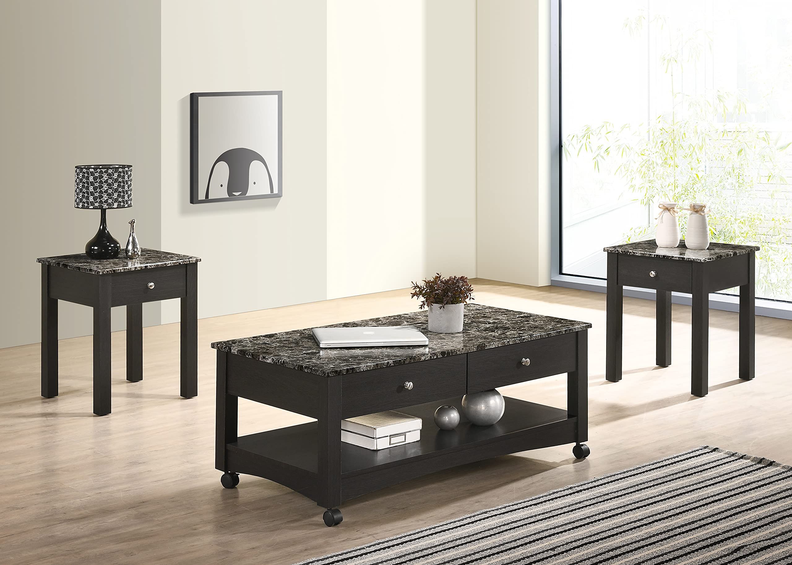 Progressive Furniture Cocktail Tables In Most Current Amazon: Progressive Furniture 3 Pack Cocktail & 2 End Tables, Black :  Home & Kitchen (Photo 2 of 10)