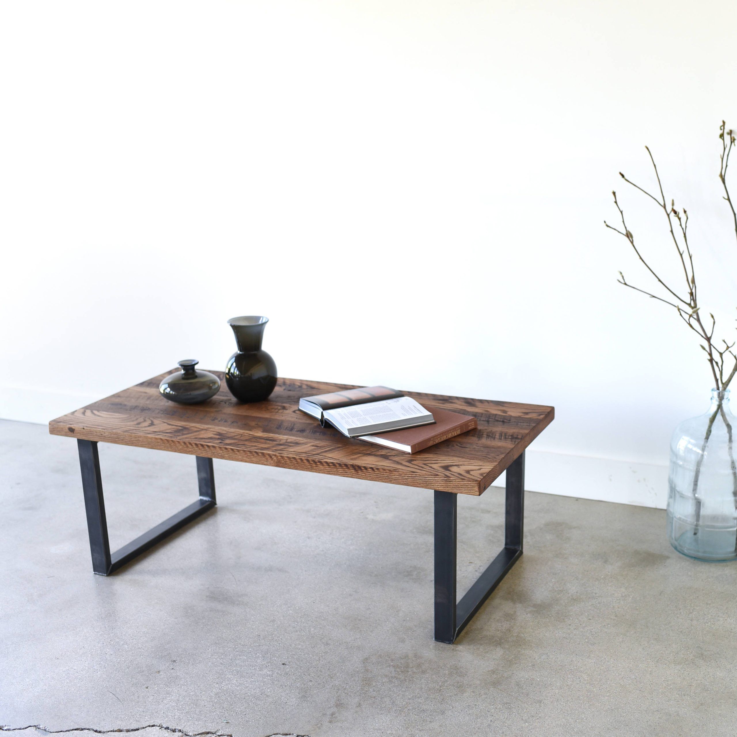 Recent Coffee Tables With Metal Legs Inside Reclaimed Wood Coffee Table / Industrial U Shaped Metal Legs – Etsy (View 4 of 10)