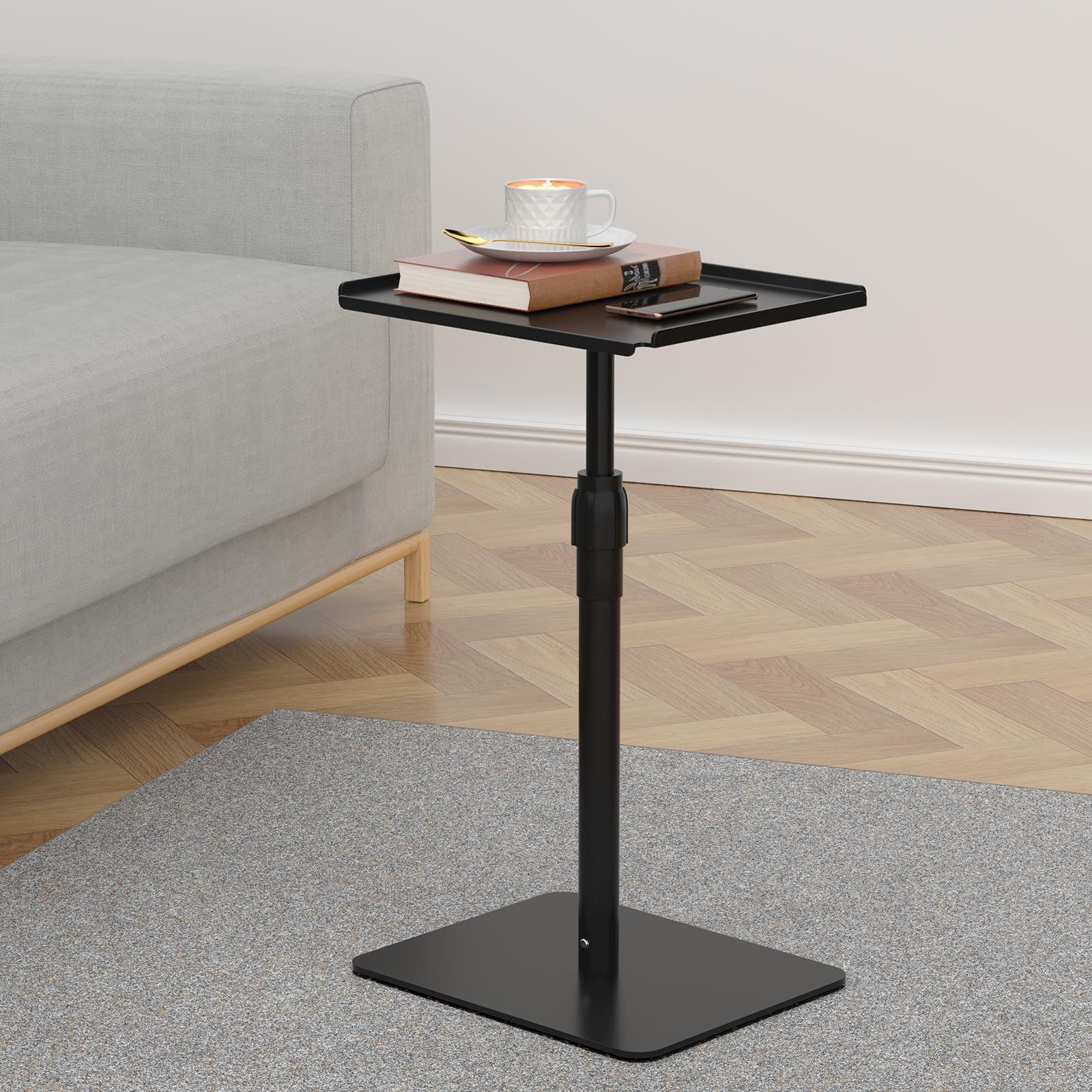 Recent Metal Side Tables For Living Spaces Regarding Amazon: Rchyfeed Height Adjustable End Table, Small Metal Side Table  For Small Spaces, Square Drink Tables For Living Room Bedroom Dorm Office,  Place Snacks, Books, Meals, Magazines, Phones On The Top : (View 2 of 10)