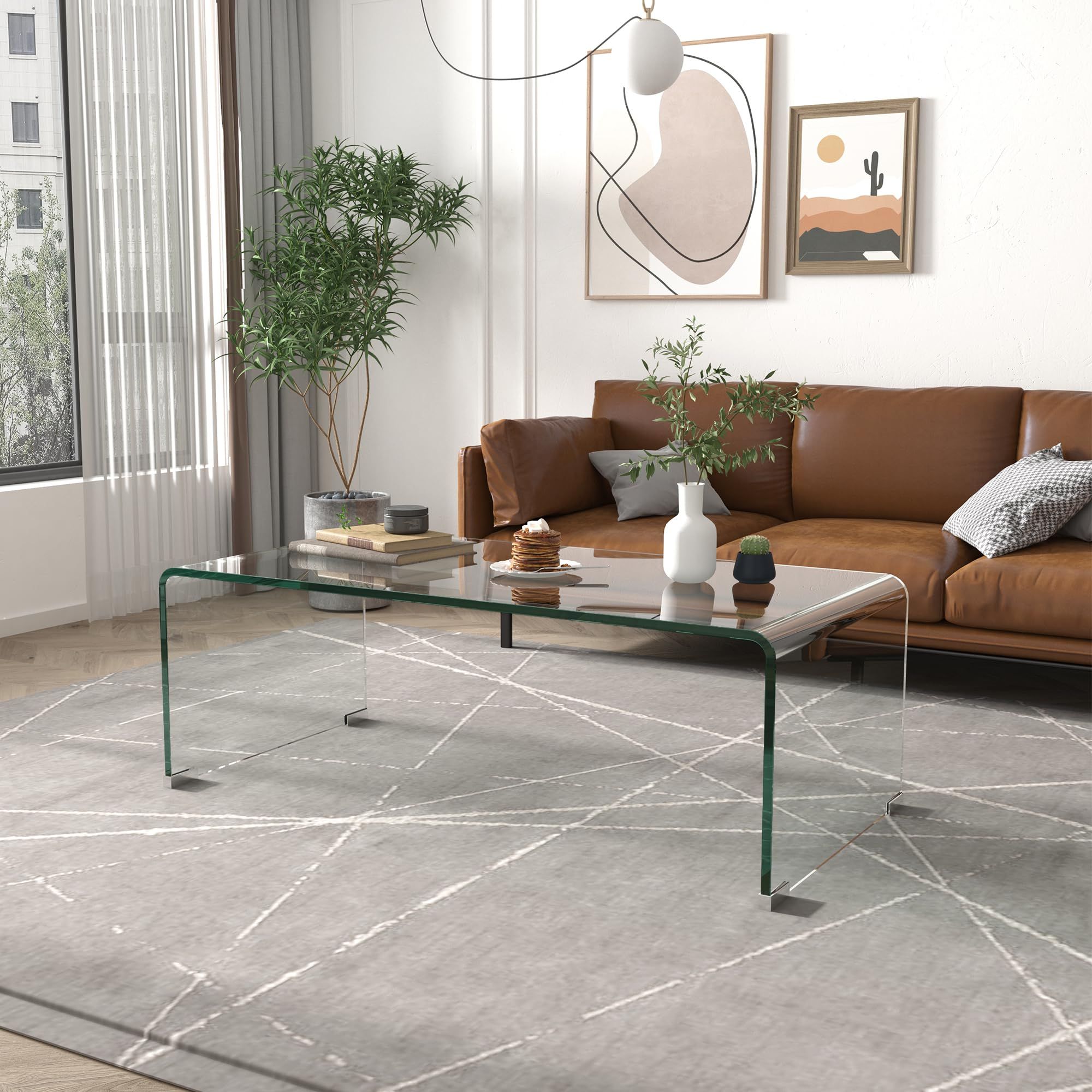 Tempered Glass Coffee Tables For Most Popular Amazon: Tempered Glass Coffee Table For Modern Living Room Decor, Easy  To Clean With Safe Rounded Edges And Durable Design, 39.3" L X 19.6" W X   (View 9 of 10)