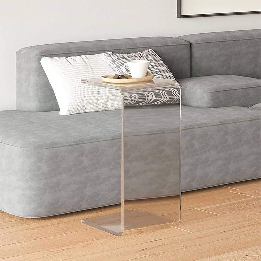 Transparent Side Tables For Living Rooms With Regard To Recent Amzwkt Side Table Living Room, Small End Table Sofa Side Table C Shaped  Acrylic Coffee Tables Narrow Accent Table, For Living Room Bedroom Office  (color : Transparent, Size : 30x30x65cm) : Amazon.co.uk: Home (Photo 6 of 10)