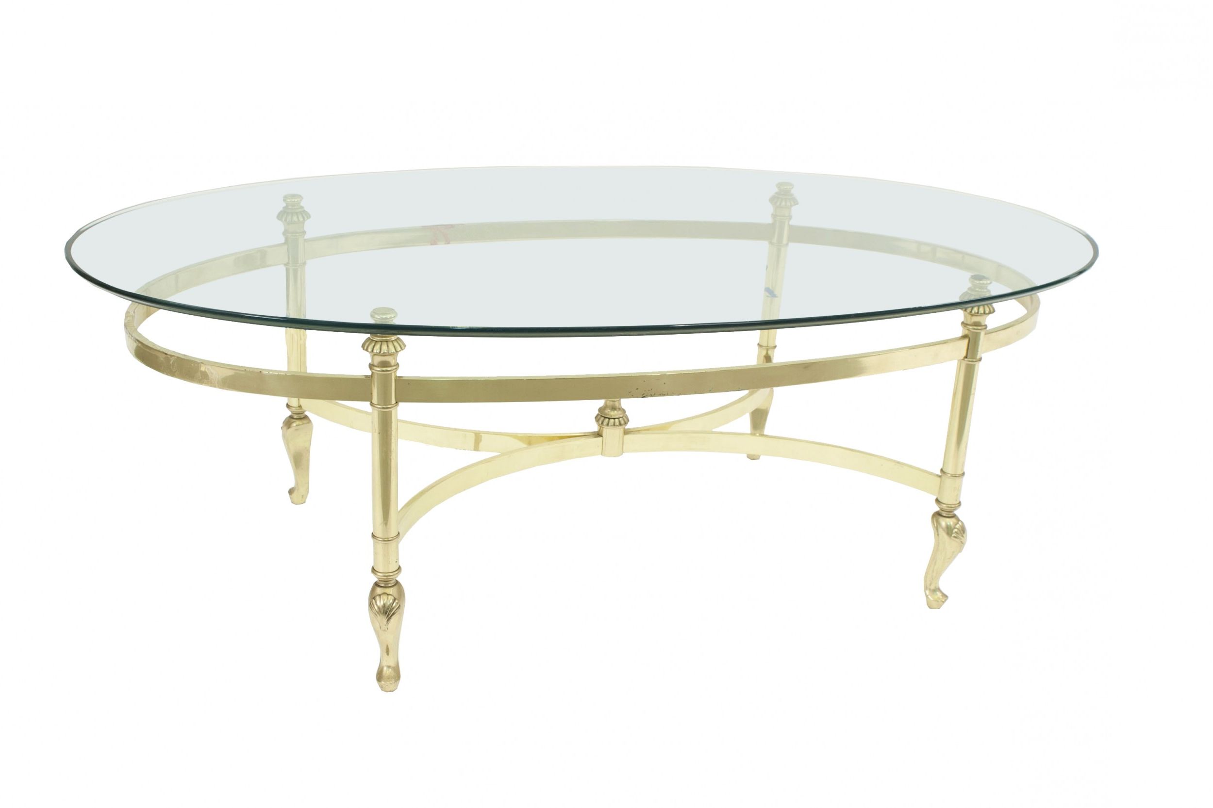 Trendy Oval Glass Coffee Tables Pertaining To Contemporary Brass And Glass Coffee Table (Photo 10 of 10)