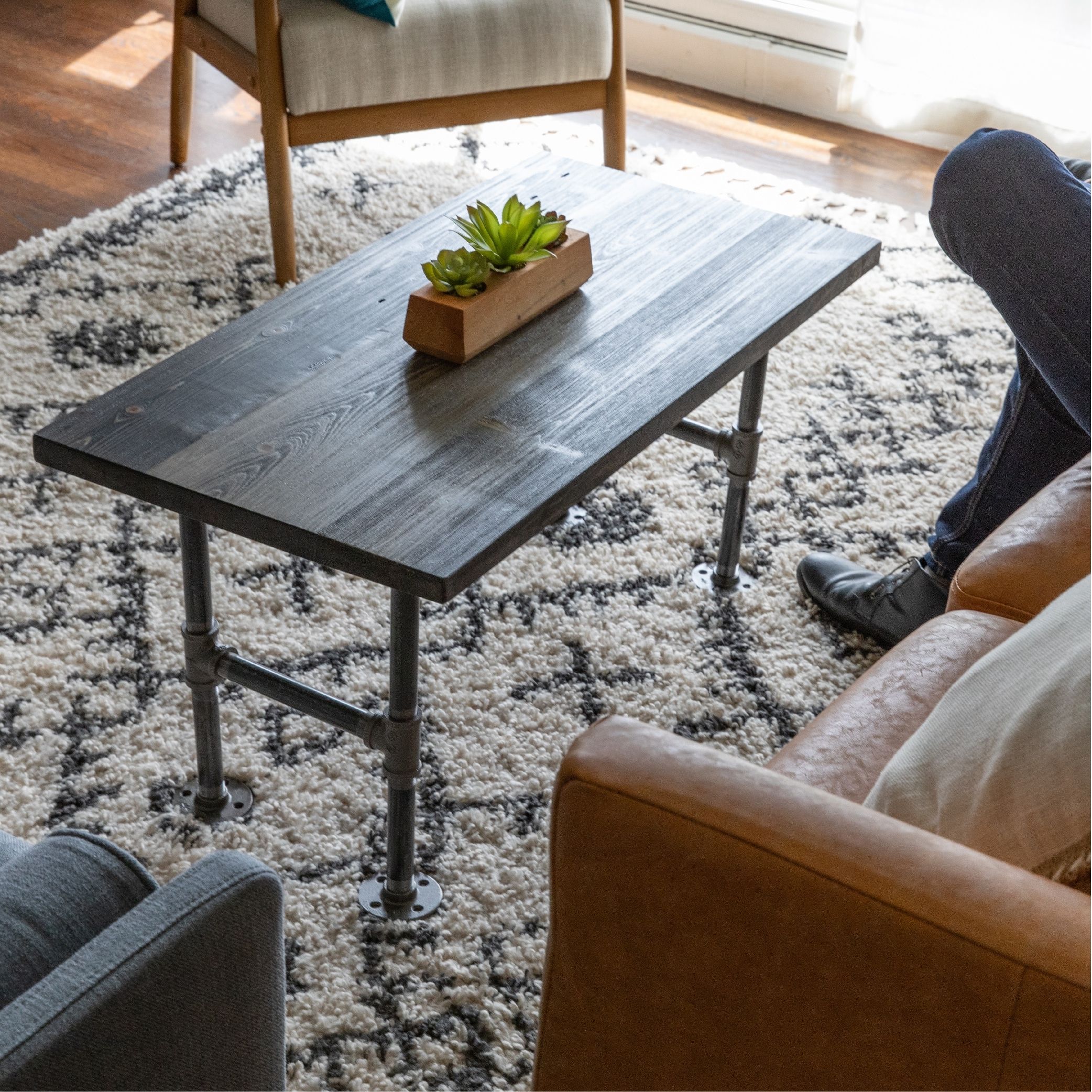Well Known Coffee Tables With Solid Legs Pertaining To Pipe Decor Solid Reclaimed Wood Coffee Table With Industrial Pipe Legs –  Bed Bath & Beyond – 36780462 (Photo 10 of 10)