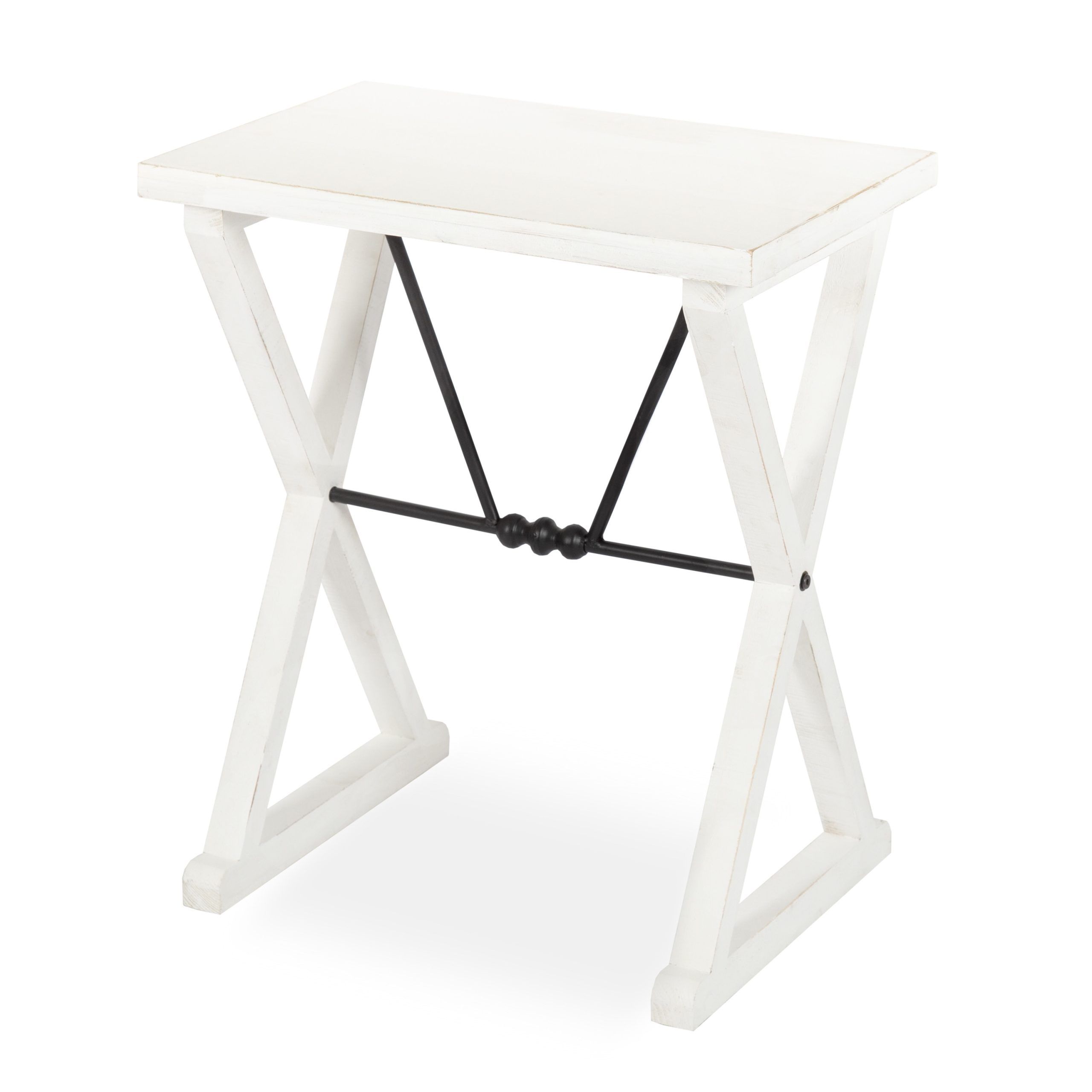 Well Known Kate And Laurel Bellport Farmhouse Drink Tables Pertaining To Kate And Laurel Travere 22 In W X 26 In H White Wood Rustic End Table  Assembly Required In The End Tables Department At Lowes (Photo 10 of 10)