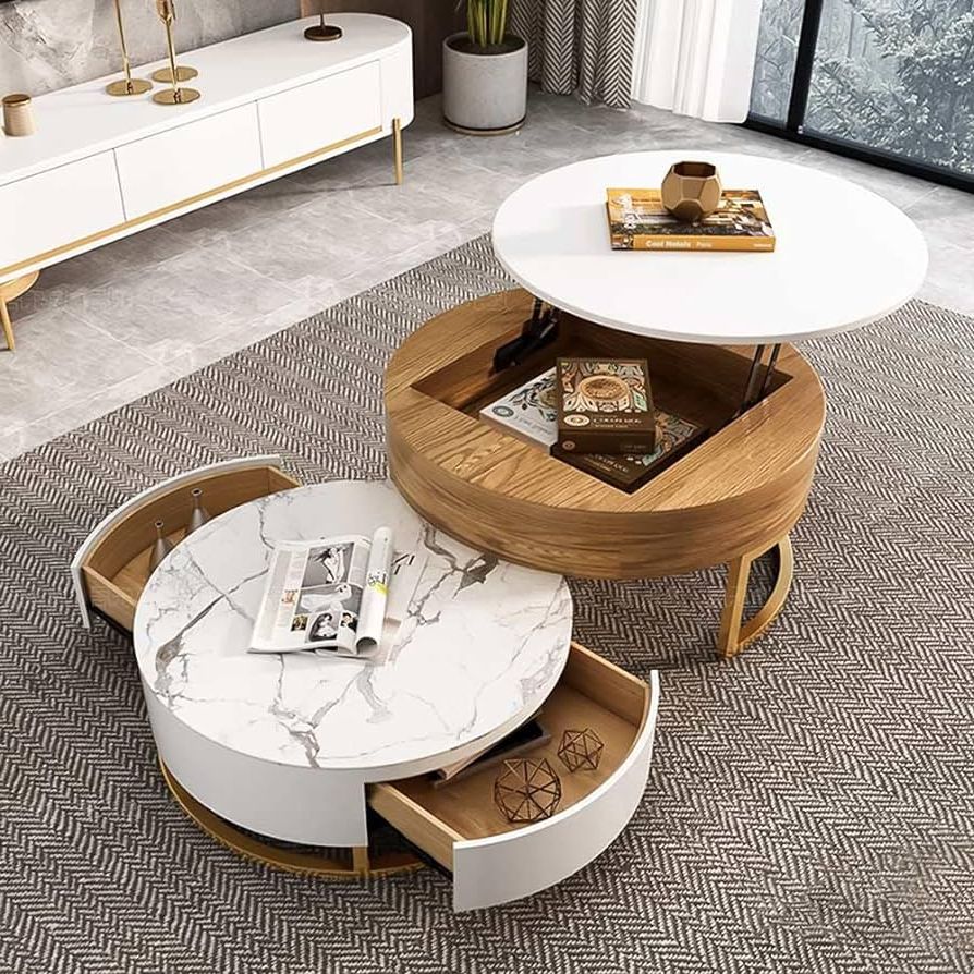 Well Known Modern Nesting Coffee Tables Within Amazon: Modern Nesting Coffee Table Set With Sintered Stone Top,  Lift Top Coffee Table Set Of 2,  (View 4 of 10)