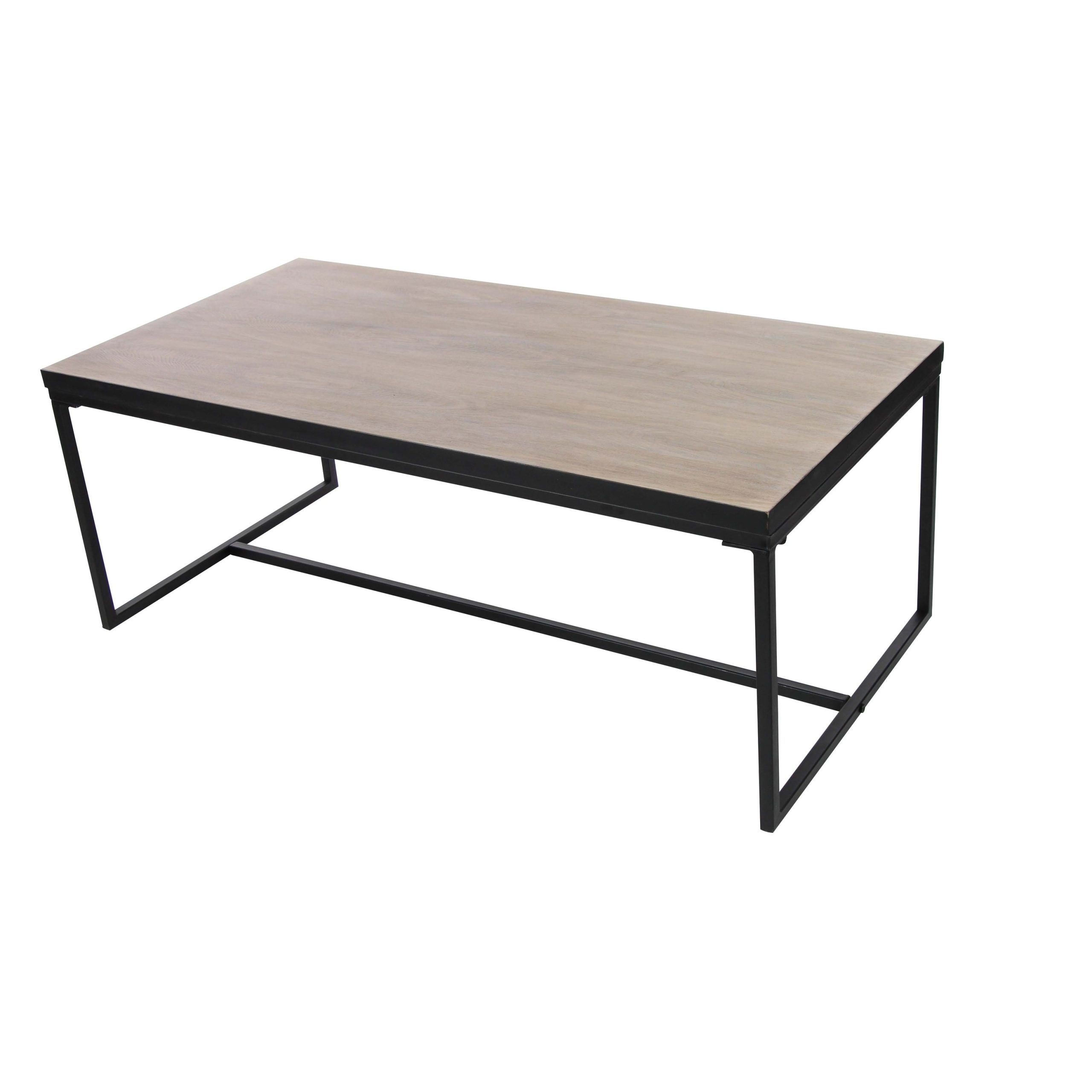 Well Known Studio 350 Black Metal Coffee Tables Inside Modern 18 X 47 Inch Iron And Pine Wood Coffee Tablestudio 350 – Bed  Bath & Beyond –  (View 6 of 10)