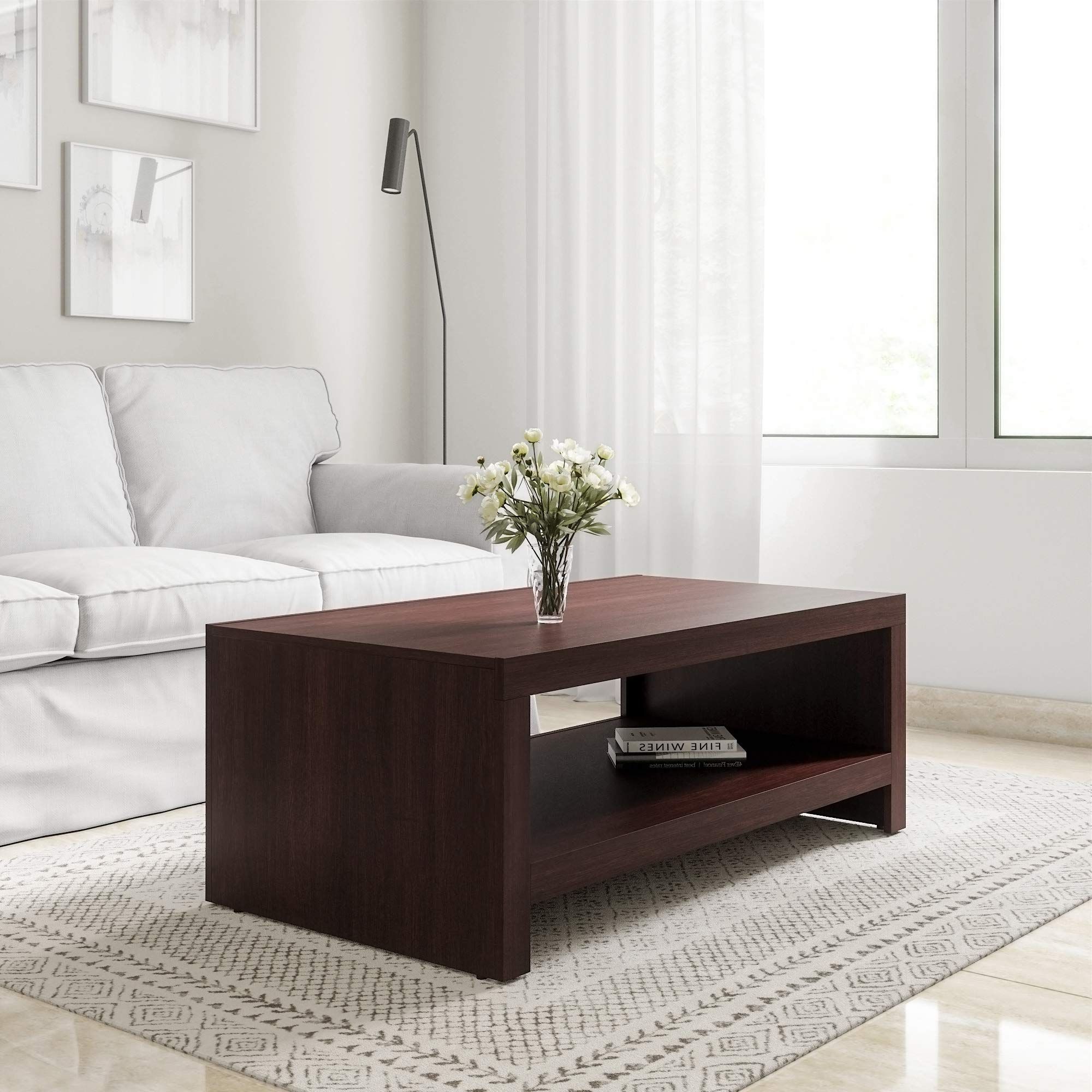 Well Liked Espresso Wood Finish Coffee Tables Within Amazon Brand – Solimo Capella Engineered Wood Espresso Finish Modern Coffee  Table (brown) : Amazon (View 2 of 10)