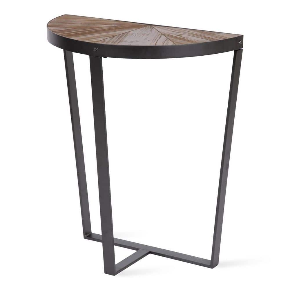 Well Liked Kate And Laurel Gerhardt 25.98 In. Rustic Brown Half Circle Metal Console  Table 222254 – The Home Depot Throughout Kate And Laurel Bellport Farmhouse Drink Tables (Photo 4 of 10)