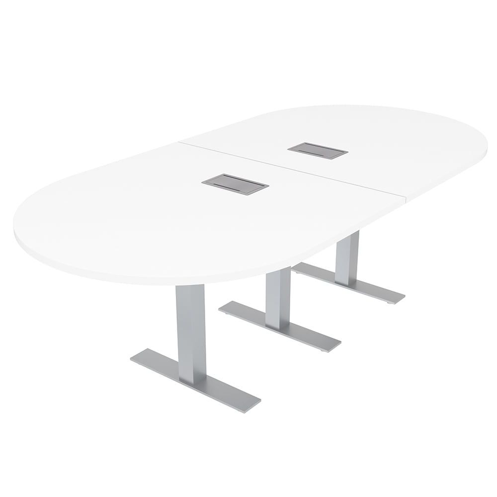 White T Base Seminar Coffee Tables With Regard To Most Recent 8 Person Racetrack Conference Table With Metal T Bases Electric Units – On  Sale – Bed Bath & Beyond – 35430001 (Photo 4 of 10)