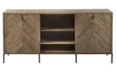 10 Collection of Media Console Cabinet Tv Stands with Hidden Storage Herringbone Pattern Wood Metal