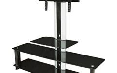 2024 Popular Whalen Furniture Black Tv Stands for 65" Flat Panel Tvs with Tempered Glass Shelves
