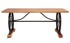 Acacia Wood Top Dining Tables with Iron Legs on Raw Metal