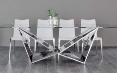 Long Dining Tables with Polished Black Stainless Steel Base