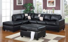 Black Leather Sectionals with Ottoman