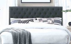 Black Metal and White Linen Ottomans Set of 3