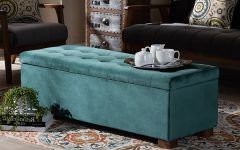 Blue Fabric Tufted Surfboard Ottomans