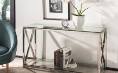 Chrome and Glass Rectangular Console Tables