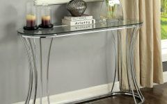 Glass and Gold Oval Console Tables