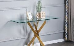 Square Black and Brushed Gold Console Tables
