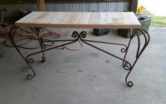 Oval Aged Black Iron Console Tables