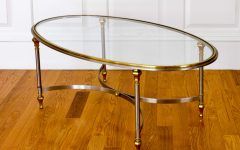 Glass and Pewter Oval Coffee Tables