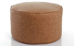 Gold Faux Leather Ottomans with Pull Tab