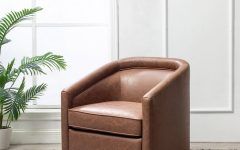 2024 Latest Hazley Faux Leather Swivel Barrel Chairs