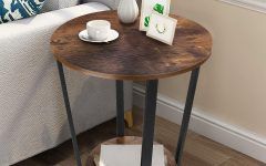 Brown Wood and Steel Plate Coffee Tables