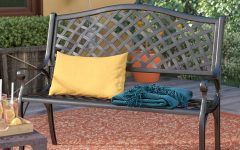 30 The Best Ismenia Checkered Outdoor Cast Aluminum Patio Garden Benches