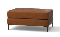 10 Photos Caramel Leather and Bronze Steel Tufted Square Ottomans