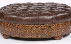 Weathered Gold Leather Hide Pouf Ottomans