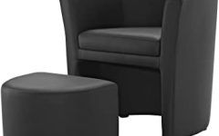 Faux Leather Barrel Chair and Ottoman Sets
