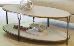 10 Photos Walnut Wood and Gold Metal Coffee Tables