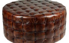 10 Inspirations Brown Leather Hide Round Ottomans
