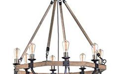 10 Inspirations Weathered Oak and Bronze 38-inch Eight-light Adjustable Chandeliers