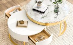 2024 Popular Modern Round Faux Marble Coffee Tables