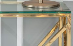 2024 Popular Geometric Glass Top Gold Console Tables