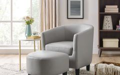 Annegret Faux Leather Barrel Chair and Ottoman Sets