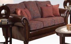 Bonded Leather All in One Sectional Sofas with Ottoman and 2 Pillows Brown