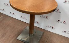 Metal Legs and Oak Top Round Console Tables
