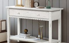 10 Ideas of Square Weathered White Wood Console Tables