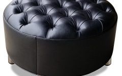 The 10 Best Collection of Brown Faux Leather Tufted Round Wood Ottomans