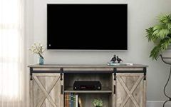 Rustic Grey Tv Stand Media Console Stands for Living Room Bedroom