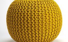 Textured Yellow Round Pouf Ottomans