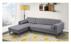 10 Inspirations Element Right-side Chaise Sectional Sofas in Dark Gray Linen and Walnut Legs
