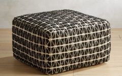 Charcoal and White Wool Pouf Ottomans