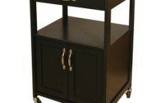 Modern Black Tv Stands on Wheels with Metal Cart