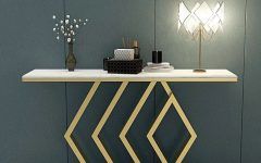 10 Best Collection of White Marble Gold Metal Console Tables