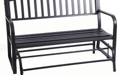 30 Inspirations Black Steel Patio Swing Glider Benches Powder Coated
