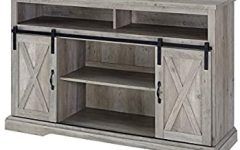 10 Best Collection of Jaxpety 58" Farmhouse Sliding Barn Door Tv Stands in Rustic Gray